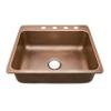 Sinkology SK102-25AC-4 Rosa Drop In Copper Sink 25 In. 4-Hole Single Bowl Copper Kitchen Sink In Antique Copper view 1