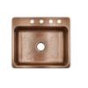 Sinkology SK102-25AC-4 Rosa Drop In Copper Sink 25 In. 4-Hole Single Bowl Copper Kitchen Sink In Antique Copper view 3