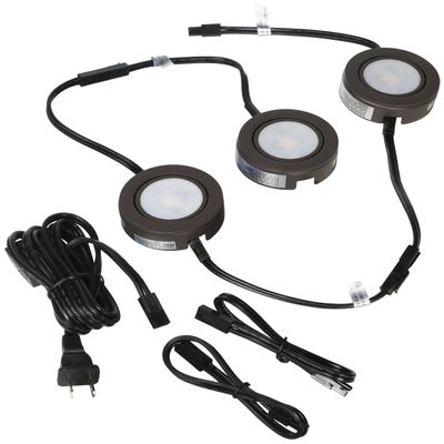 Maxim Lighting CounterMax MX-LD-AC 2.75" Under Cabinet Puck Light | Transitional Under Cabinet Lighting | Ideal for Kitchen Counters, Cabinets & Workspaces | 53836BRZ
