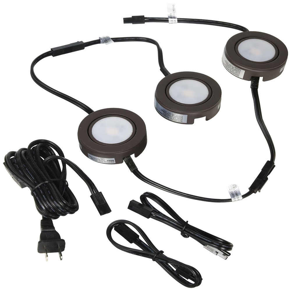 Maxim Lighting CounterMax MX-LD-AC 2.75" Under Cabinet Puck Light | Transitional Under Cabinet Lighting | Ideal for Kitchen Counters, Cabinets & Workspaces | 53836BRZ