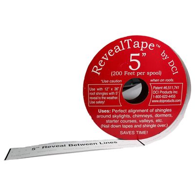 RevealTape by DCI - 5" Reveal Shingle Layout Tape, 200ft Non-Adhesive Roll - Roofing Layout Tape for Roof Valleys, Dormers & Skylights - Accurate Chalk Line Guide for Shingle Installation