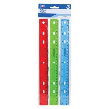 Jot Colorful Translucnet 12" Rulers, 3 ct. Pack - Factory Sealed - Ships Within 24 Hours