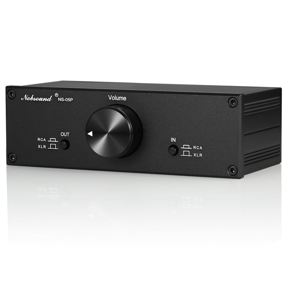Nobsound Mini Fully-Balanced/Single-Ended Passive Preamp; Hi-Fi Pre-Amplifier; XLR/RCA Volume Controller for Active Monitor Speakers (Black)