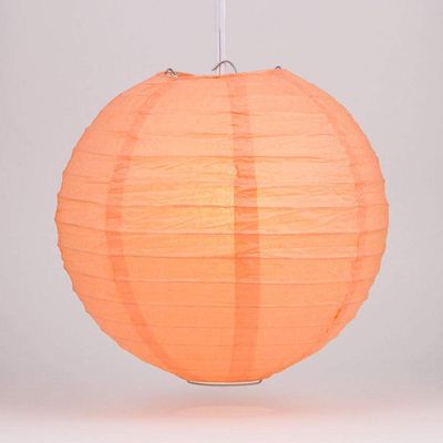 PaperLanternStore.com 12 Inch Peach Even Ribbing Round Paper Lantern (10 PACK)