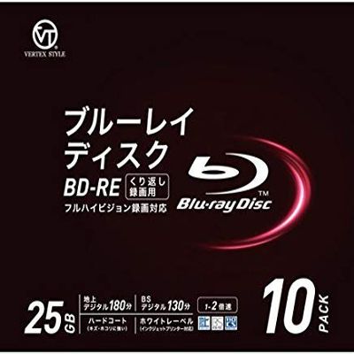 VERTEX BDE-25DVX.10V2 BD-RE for Full high Vision Recording BDE-25 DVX.10 V 2 for Repeated Recording 10 Slim case