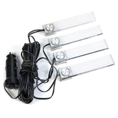 4pcs Car 12V LED Interior Decoration Light Floor Atmosphere Lamp Colorful Flash