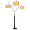 Kira Home Akira 80" Modern 3-Light Arc Floor Lamp with 3-Way Switch, Beige Burlap Drum Shades + Antique Bronze Finish view 1