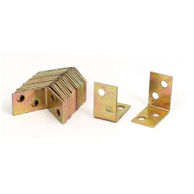 uxcell 25mmx25mmx16mm Iron Square End Corner Brace Joint Angle Brackets Brass Tone 20pcs
