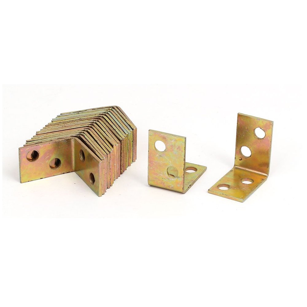 uxcell 25mmx25mmx16mm Iron Square End Corner Brace Joint Angle Brackets Brass Tone 20pcs