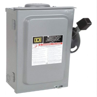 SQUARE D D322NRB 15 HP, 240 VAC, 3 Poles, 60A, Bolt-ON Provision, FUSIBLE, General Duty, NEMA 3R, Neutral Factory Installed, Safety Switch