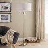 Kings Brand 68" Brushed Nickel With White Fabric Shade Floor Lamp view 1