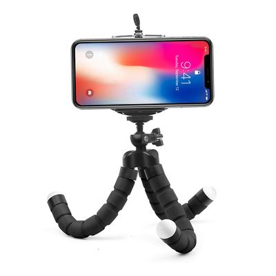 Mini Flexible Sponge Octopus Tripod for iPhone Samsung Xiaomi Huawei Mobile Phone Smartphone Tripod for Camera Accessory (Black)