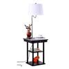 Brightech - Madison LED Floor Lamp with USB Charging Ports - Mid Century Modern Bedside Nighstand Table - End Table with Shelves for Living Room Sofas - White Shade view 1