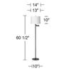 Regency Hill 60 1/2" High White and Bronze Swing Arm Floor Lamp Living Room view 4