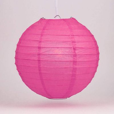 Quasimoon PaperLanternStore.com 14 Inch Fuchsia Even Ribbing Round Paper Lantern (10 Pack)