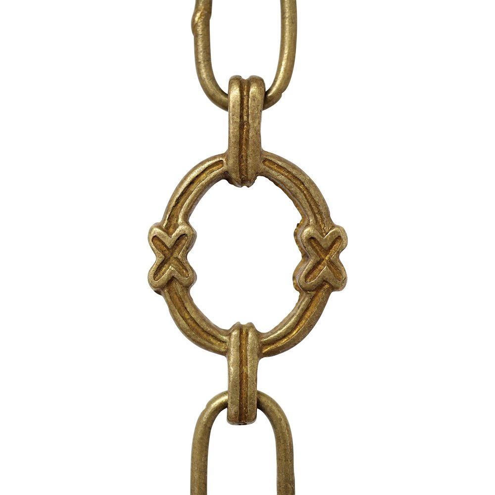 RCH Hardware CH-05-AB Decorative Antique Solid Brass Chain for Hanging, Lighting-Large Round Welded Links with X Design (1 Foot), Antique Brass