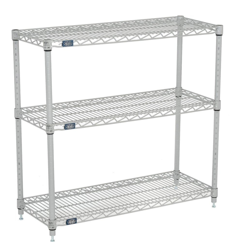 Nexel (3 Shelf Media Stand Silver Epoxy, 60 x 14