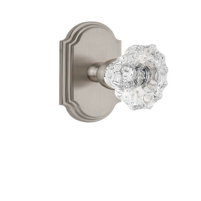 Grandeur 821221 Arc Plate Privacy with Biarritz Crystal Knob in Satin Nickel, 2.375