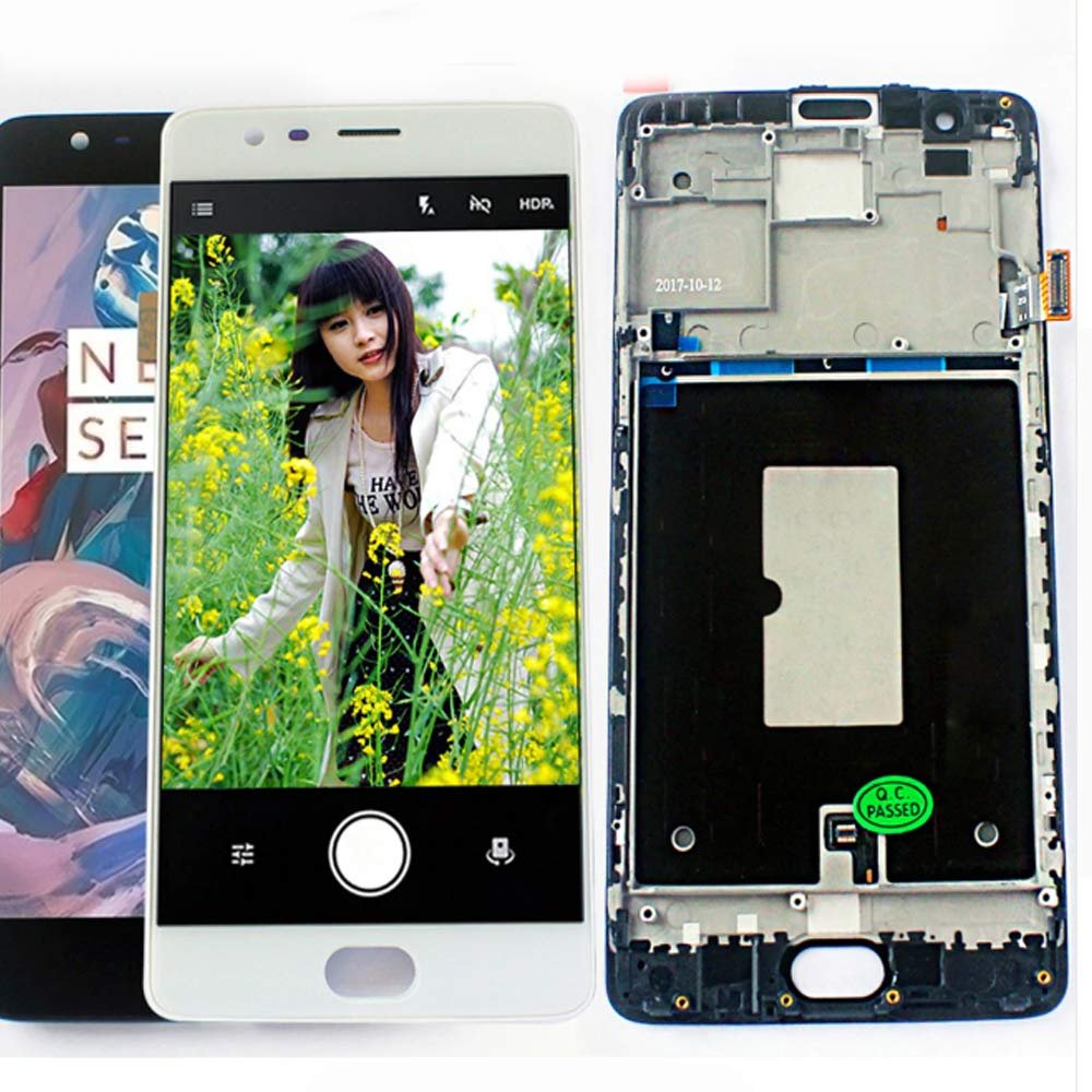 for Oneplus 3 A3000 A3003 LCD Display Touch Screen Digitizer Assembly with Frame Free Tools Replacement (White)