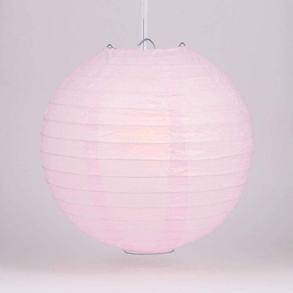 Quasimoon PaperLanternStore.com 20 Inch Pink Even Ribbing Round Paper Lantern (10 Pack)