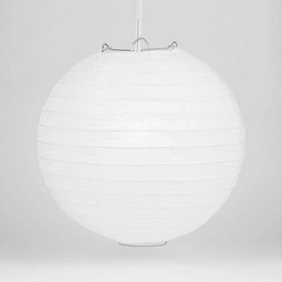 Quasimoon PaperLanternStore.com 6 Inch White Even Ribbing Round Paper Lantern (10 Pack)
