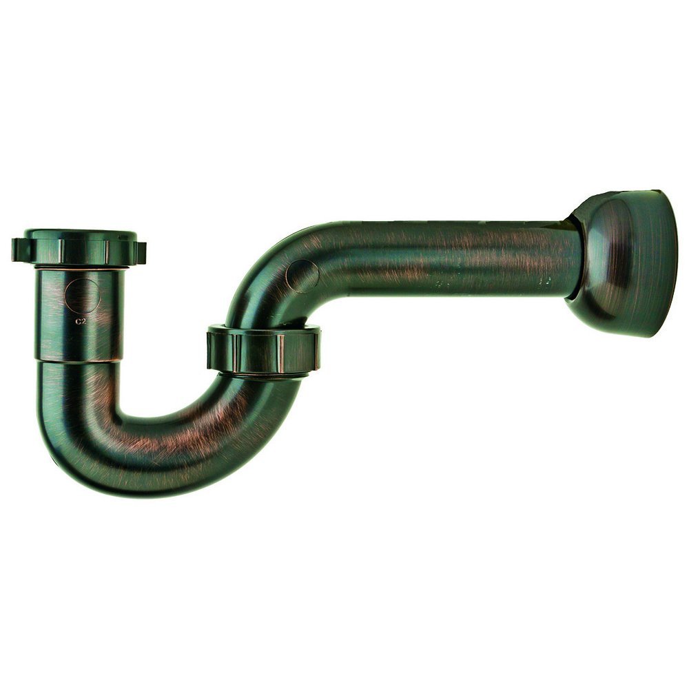 PF WaterWorks DecoTRAP Decorative ABS P-Trap (Kitchen/Bathroom) with Matching Wall Adaptor Cover - Universal (1-1/2-Inch or 1-1/4-Inch x 1-1/2-Inch); Oil Rubbed Bronze; PF0703-ORB
