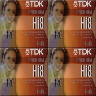 TDK Hi8 Premium Video Cassettes, 120 minutes, Pack of 4