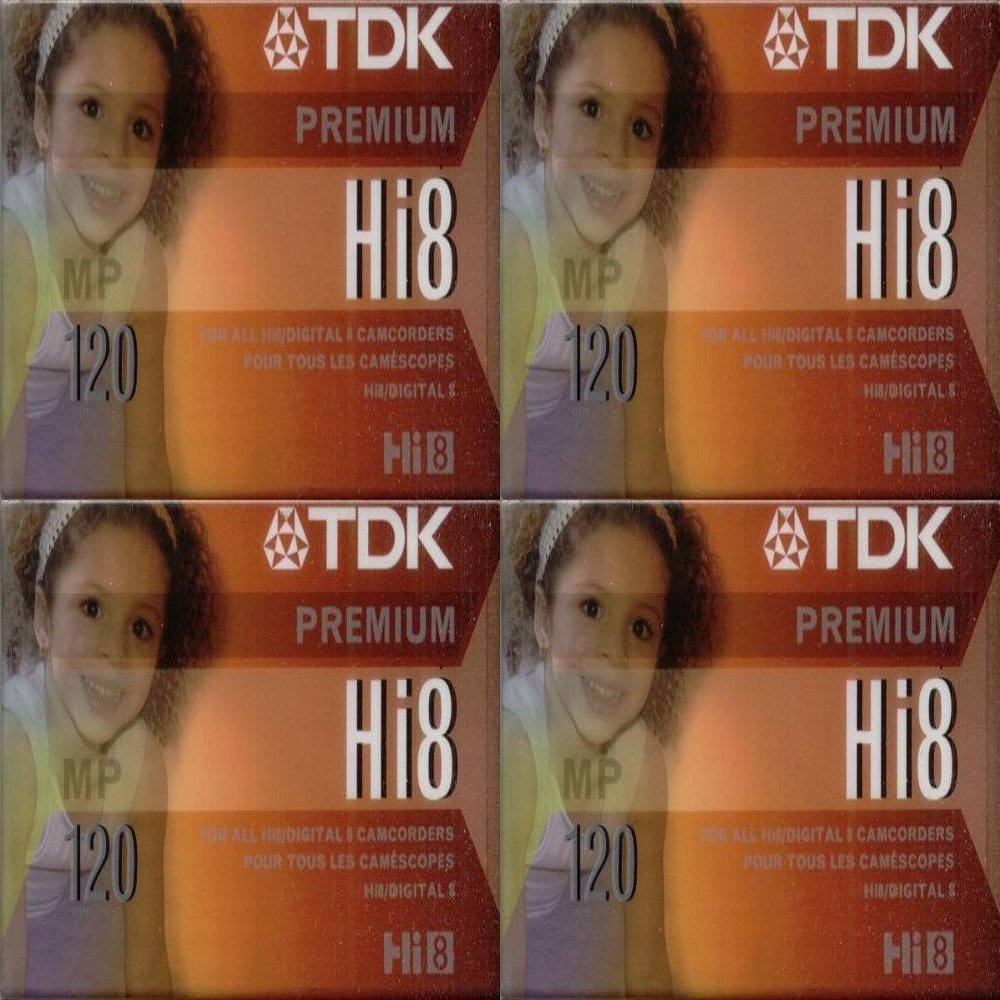 TDK Hi8 Premium Video Cassettes, 120 minutes, Pack of 4