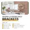 Floating Shelf Bracket - 32 Hidden Shelf Brackets, 150 LB Weight Capacity, Supports Wall Mounted Floating Shelves of Any Length, 3/4 Inch Industrial Solid Steel Support Rods Walnut Wood Works view 3