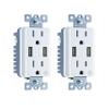 GE UltraPro Tamper Resistant 20W Dual USB Receptacle 2 Pack, For iPhone 11/Pro/Max/XS/XR/X/8, iPad Pro, Samsung Galaxy, Google Pixel, White, 37596 view 2