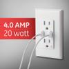 GE UltraPro Tamper Resistant 20W Dual USB Receptacle 2 Pack, For iPhone 11/Pro/Max/XS/XR/X/8, iPad Pro, Samsung Galaxy, Google Pixel, White, 37596 view 3