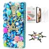 STENES Bling Case Compatible with LG K30 - Stylish - 3D Handmade [Sparkle Series] Rose Flowers Big Anchors Design Cover with Screen Protector [2 Pack] - Blue view 1
