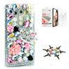 STENES Bling Case Compatible with LG V30 - Stylish - 3D Handmade [Sparkle Series] Silver Crown Rose Flowers Design Cover with Screen Protector [2 Pack] - Pink view 1