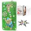 STENES Bling Case Compatible with LG V30 - Stylish - 3D Handmade [Sparkle Series] Elephant Snow Love Flowers Design Cover with Screen Protector [2 Pack] - Green view 1