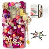 STENES Bling Case Compatible with LG V30 - Stylish - 3D Handmade [Sparkle Series] Heart Pendant Dance Butterfly Flowers Design Cover with Screen Protector [2 Pack] - Pink view 1