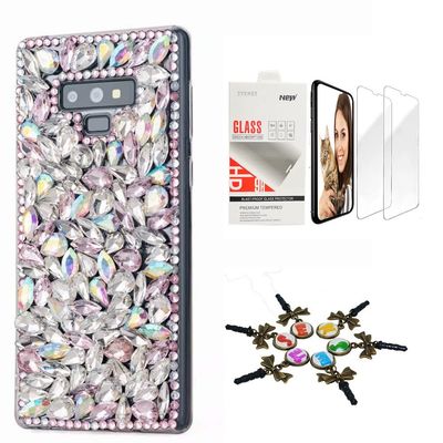 STENES Bling Case Compatible with LG V30 - Stylish - 3D Handmade [Sparkle Series] Pretty Rhinestone Design Cover with Screen Protector [2 Pack] - Bling