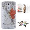 STENES Bling Case Compatible with LG V30 - Stylish - 3D Handmade [Sparkle Series] Butterfly Flowers Design Cover with Screen Protector [2 Pack] - Orange view 1