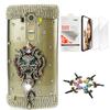 STENES Bling Case Compatible with LG V30 - Stylish - 3D Handmade [Sparkle Series] Tribal Symbol Mask Design Cover with Screen Protector [2 Pack] - White&Silver view 1