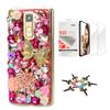 STENES Bling Case Compatible with LG V30 - Stylish - 3D Handmade [Sparkle Series] Bowknot Flowers Dance Girl Flowers Design Cover with Screen Protector [2 Pack] - Red view 1