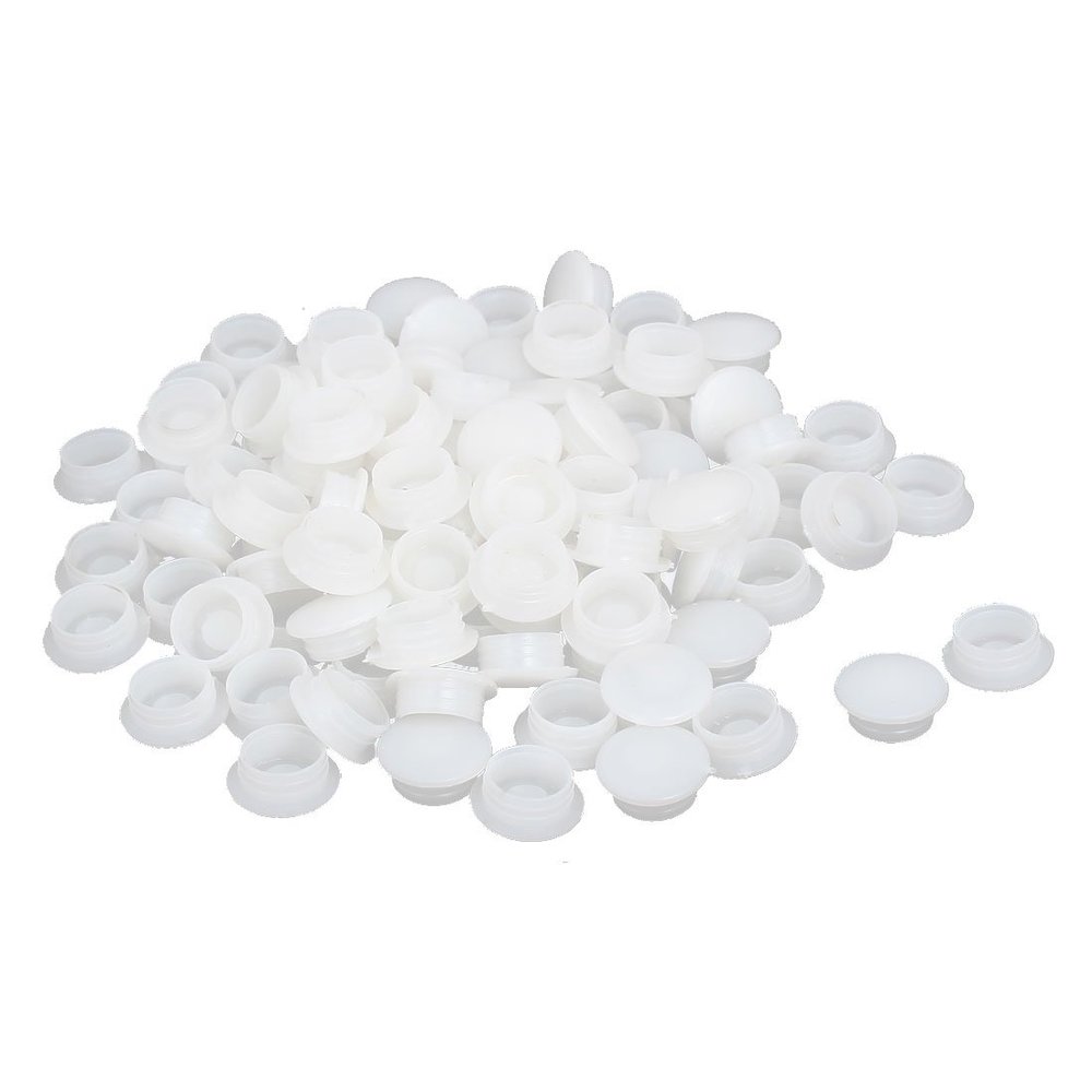 uxcell 100Pcs 12mm Dia Hole Screw Type Plastic Cap Covers White for Home