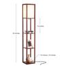 Brightech Maxwell - Modern Shelf Floor Lamp with Lamp Shade & Warm White LED Bulb, Corner Display Floor Lamp with Shelves for Living Room, Bedroom, Nightstand Office, Home Decor Storage - Walnut Brown view 2