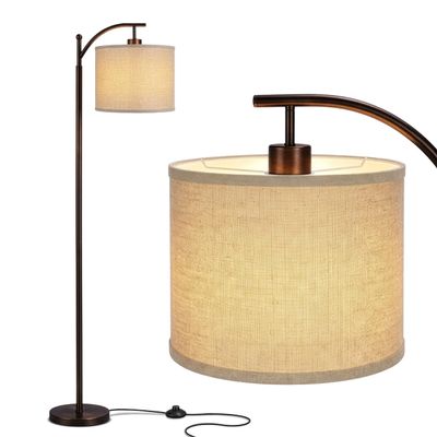 Brightech Montage LED Floor Lamp Modern Floor Lamp for Living Rooms & Office with Arc Hanging Shade Standing Lamp for Bedroom Reading, Mid-Century Pole Light for Farmhouse Style - Bronze