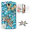 STENES Bling Case Compatible with LG V30 - Stylish - 3D Handmade [Sparkle Series] Butterfly Flowers Design Cover with Screen Protector [2 Pack] - Blue view 1