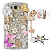 STENES Bling Case Compatible with LG V30 - Stylish - 3D Handmade [Sparkle Series] Heart Pearl Pendant Butterfly Sweet Flowers Floral Design Cover with Screen Protector [2 Pack] - Pink view 1