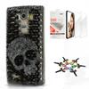 STENES Bling Case Compatible with LG V30 - Stylish - 3D Handmade [Sparkle Series] Punk Big Skull Design Cover with Screen Protector [2 Pack] - Black view 1