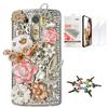 STENES Bling Case Compatible with LG V30 - Stylish - 3D Handmade [Sparkle Series] Fairy Girl Pumpkin Car Camellia Flowers Design Cover with Screen Protector [2 Pack] - Pink view 1