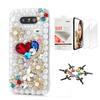 STENES Bling Case Compatible with LG V30 - Stylish - 3D Handmade [Sparkle Series] Sweet Heart Flowers Floral Design Cover with Screen Protector [2 Pack] - White view 1