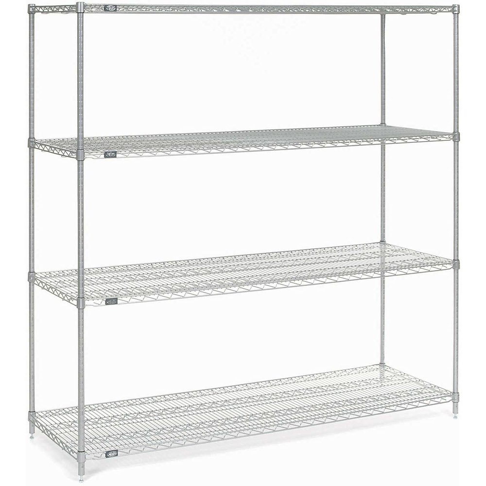 Nexel Wire Shelving, Poly-Z-Brite, 54" W X 18" D X 74" H
