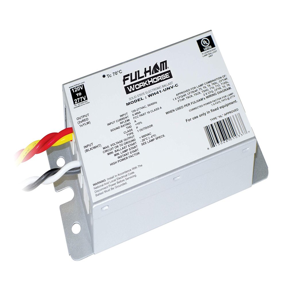 Fulham Lighting 3257 T1M1UNV105P-40E-DST Workhorse Single Channel-0-10V Dimming LED Driver, Universal Voltage Input-Programmable 250-1050mA Constant Current Output-40W Max-Linear Case with End Terminals-IP60