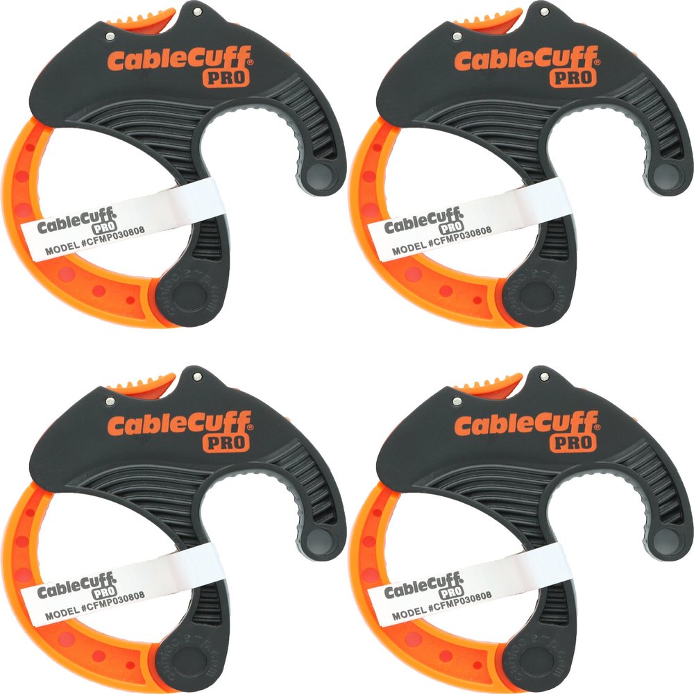 Cable Cuff PRO (4 Pack: 4x Medium 2 Inch Diameter) Adjustable, Reusable, Cable Tie Replacements for Extension Cords or Electronics